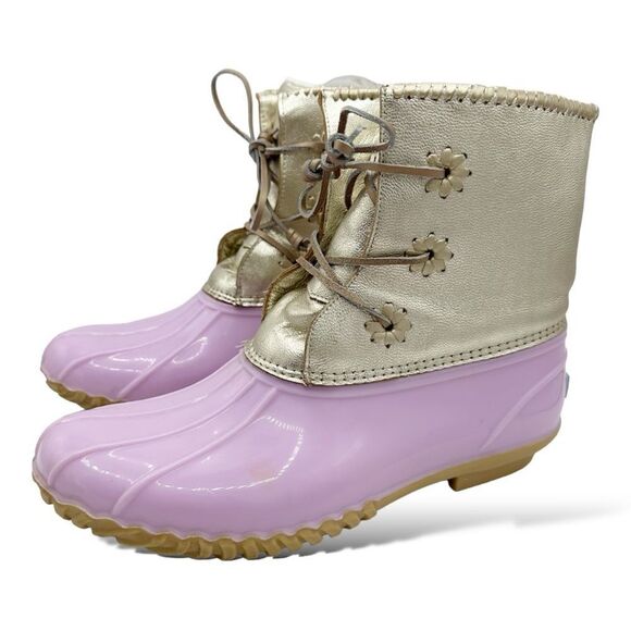 Jack Rogers Waterproof Chloe Lavender and Metallic Gold Duck Rain Boots Sz 11‎ - Picture 3 of 16